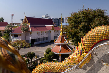 Traditional Thai temple pavilion located in the urban area of Udon Thani, Thailand, reflecting Buddhist architecture, local culture, and peaceful spiritual atmosphere.