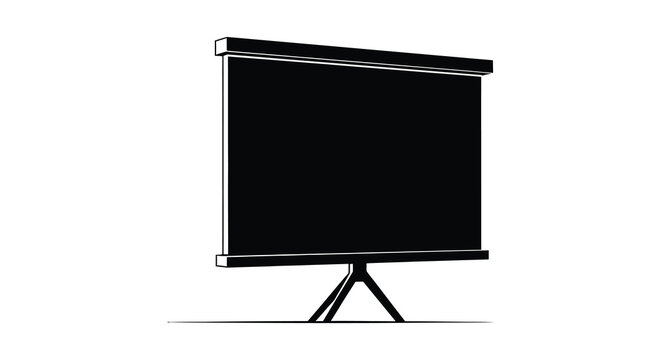 A simple illustration of a projector screen with a stand presented as a silhouette