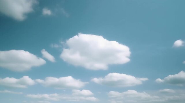 Blue Sky with Soft White Clouds Background and Copy Space