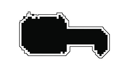 A striking pixelated key design displayed against a plain white background bold silhouette © Kuntol02