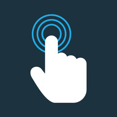 Touchscreen tap icon with finger and ripple effect
