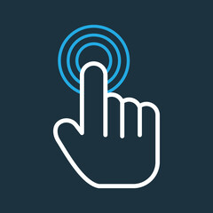 Touchscreen tap icon with finger and ripple effect