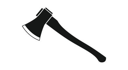 A striking black and white depiction of a classic woodcutting axe in silhouette © Kuntol02