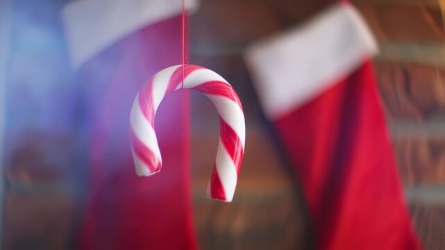 Festive Christmas Stockings and Candy Cane Holiday Still Life.