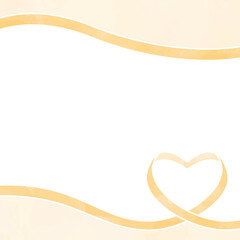 ハート型リボンの背景フレーム、水彩カラー、正方形サイズ