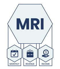 MRI, Monthly Revenue Income. Concept acronym with keywords and icons. Flat vector illustration. Isolated on white background.