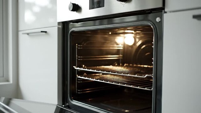 Modern kitchen oven with digital display