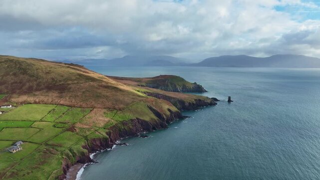 Dramatic Irish Landscapes Kenmare bay with the mountains of Kerry in the Background beautiful mystical Ireland
