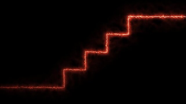 Fire up arrow animation. Glowing increase sales with business graph motion. growth arrow, profit, investment on black background. growth business up arrow video footage.