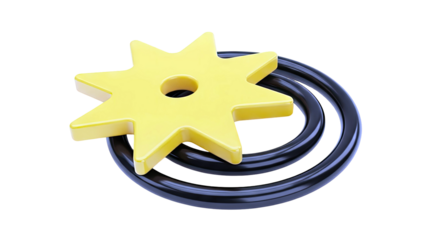 Yellow Star on Black Concentric Circles