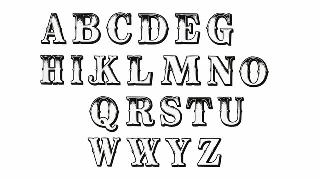 Vintage Alphabet Letters Displayed in Rows. - Powered by Adobe