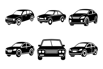 Fototapeta premium Car icon silhouette set. Transport symbol. Vector illustration design white background