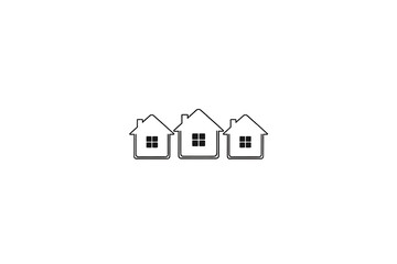 Fototapeta premium Set of three simple minimalist house outline vector icons isolated on white