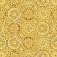 Fototapeta premium Decorative art-deco design element, floral ornament. Seamless pattern for bandana, shawl, hijab, silk neck scarf. Kerchief design or tablecloth print, scarf, towel. For textile, cotton fabric.