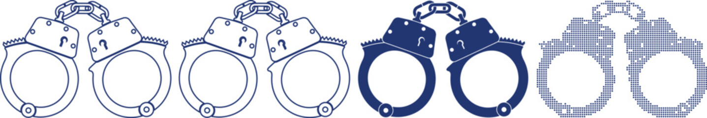 Handcuffs security accessory police crime justice outline vector artwork