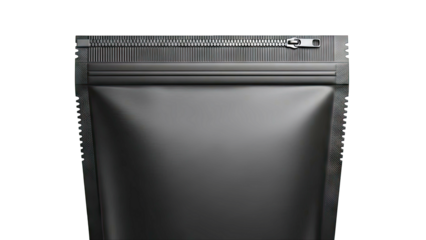 Black Stand-Up Pouch with Zipper and Textured Edges