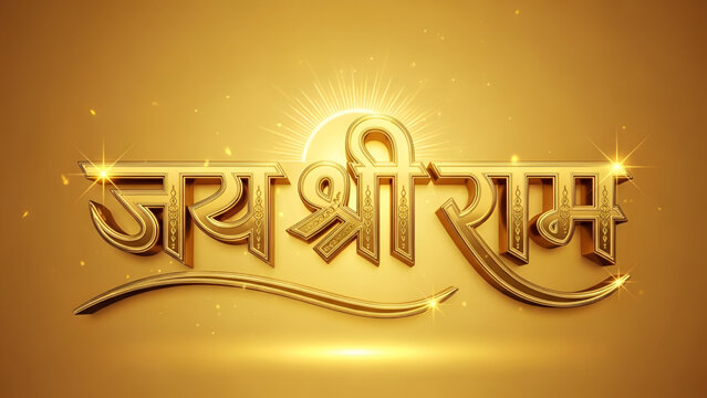 Ram Navami golden Hindi typography with glowing spiritual text design for Hindu festival celebration devotion culture worship background art