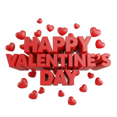 Happy valentine's day with hearts isolated on transparent background
