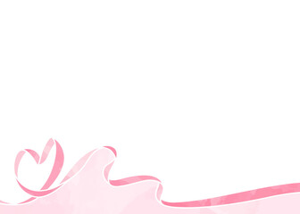 ハート型リボンの背景フレーム、水彩カラー