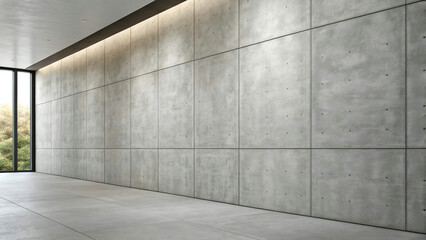 Obraz premium An empty white room inside a modern building features a stone floor and glass window design where natural light fills the open architecture of a vacant house corridor or office space