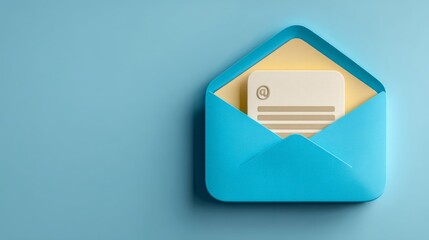 New email notification concept for business communication and digital marketing, inbox receiving electronic message alert, abstract minimalist paper-cut design with blue tones