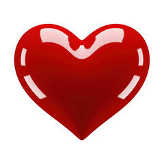 Vibrant red heart icon isolated on transparent background
