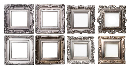 Elegant Decorative Picture Frames Collection for Art Display, PNG bundle collection, Isolated on Transparent Background