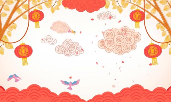 Chinese New Year Kids Animation Frame with Swaying Lanterns