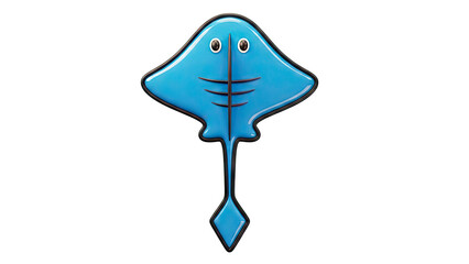 Blue cartoon stingray with a happy expression