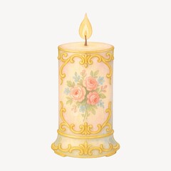 Naklejka premium Elegant floral candle illustration.