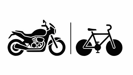 Fototapeta premium Motorcycle and Bicycle Icons Side by Side.