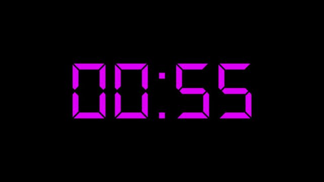 digital clock 1 minute timer countdown. Countdown timer animation