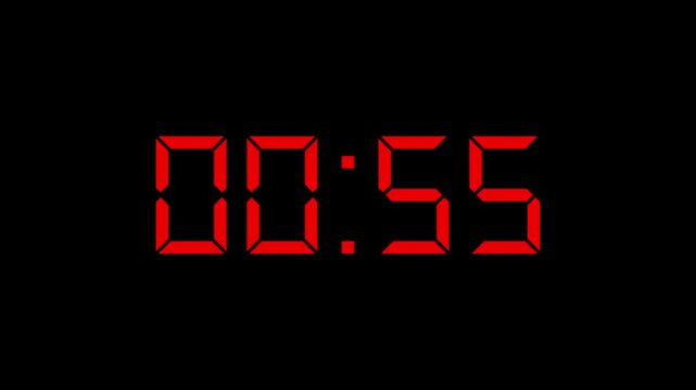 digital clock 1 minute timer countdown. Countdown timer animation