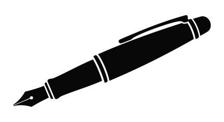 A striking black and white image of a classic fountain pen detailed and elegant silhouette © MIRAJ02