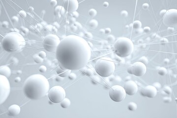 White spheres connected by thin lines, abstract, network