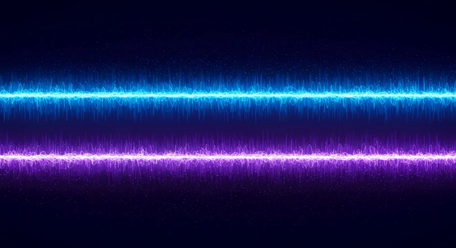Vibrant blue and purple flowing digital equalizer visualization showing energy pulse, sound frequency, and seamless data modulation, futuristic, communication, graphic - Powered by Adobe