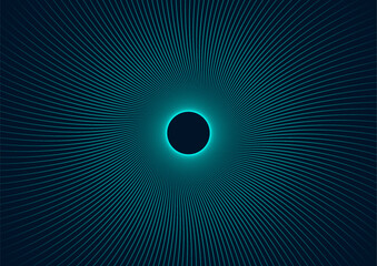 Blue neon laser spiral wavy lines abstract technology background. Futuristic glowing vector design