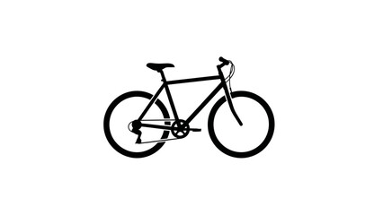 Fototapeta premium Minimalist black silhouette of a classic bicycle on white background.