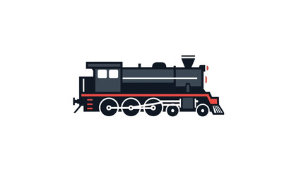 Illustration of a classic black steam locomotive train with red accents. © Han's