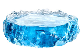 Obraz premium Water and blue ice structure above reflects mountains on transparent background