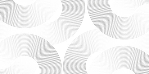White geometric abstract background overlapping layers on bright space with line effect decoration. Circle style concept modern graphic design element for banner, flyer, card.