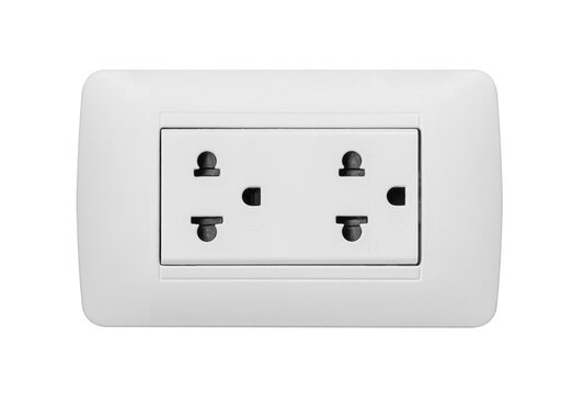 Front view wall electrical socket outlet plug or Wall socket, Wall outlet, Receptacle isolated on white background