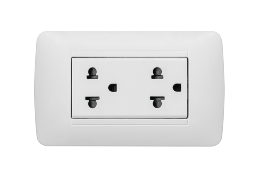 Front view wall electrical socket outlet plug or Wall socket, Wall outlet, Receptacle isolated on white background - Powered by Adobe