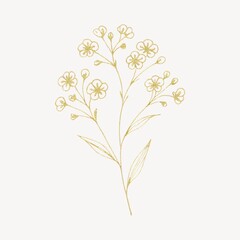 Fototapeta premium Delicate golden floral illustration.