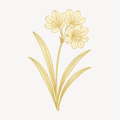 Fototapeta premium Elegant golden floral illustration.