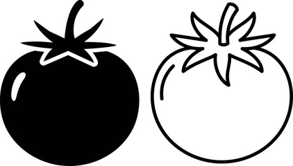 Tomato icon set with silhouette