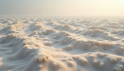 Abstract Salt Flats Landscape with Gentle Waves Under Soft Morning Sunlight Creating a Textured Earthly Terrain in Subtle Pastel