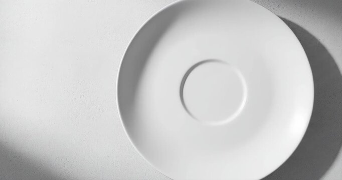 Minimalist white plate overhead view