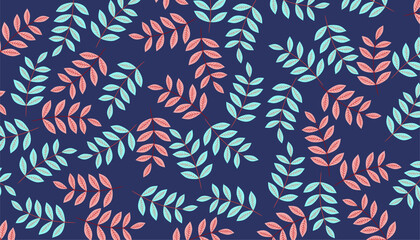 Colorful Leaf Seamless Pattern Modern Botanical Background
