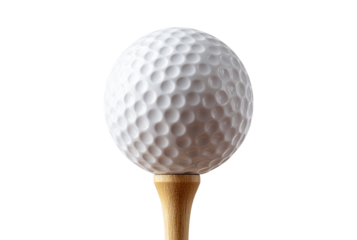 Golf ball on tee isolated on transparent background